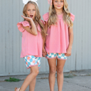  Teal Check Wave Short Set