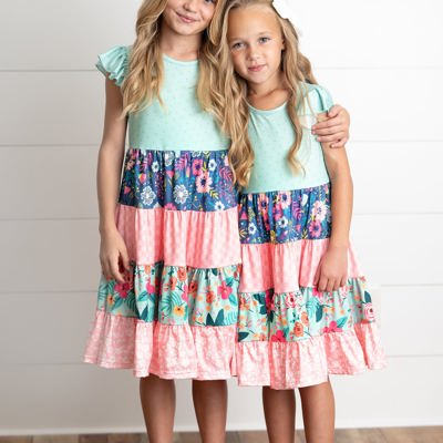 Ava Mint Floral Tiered Dress