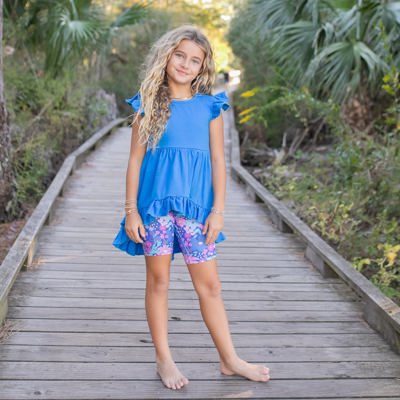 Bright Blue Floral Hi-Lo Short Set