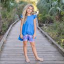  Bright Blue Floral Hi-Lo Short Set