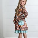  Brown Floral Pocket Tie Dress