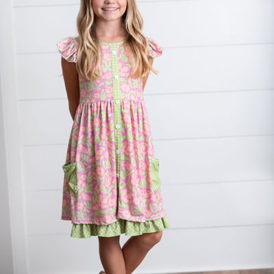 Camila Green Floral Pocket Dress