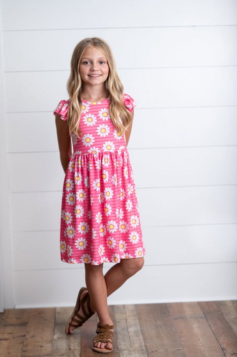 Emma Pink Daisy Flutter Dress