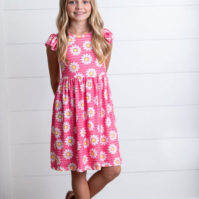 Emma Pink Daisy Flutter Dress