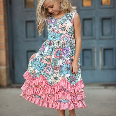 Floral 3 Ruffle Dress