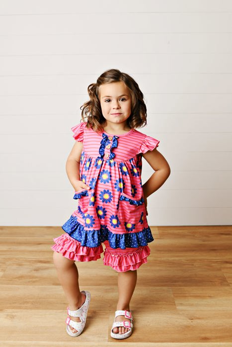 Hot Pink Daisy Short Set