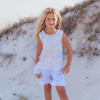 Lavender Check & Bow Short Set