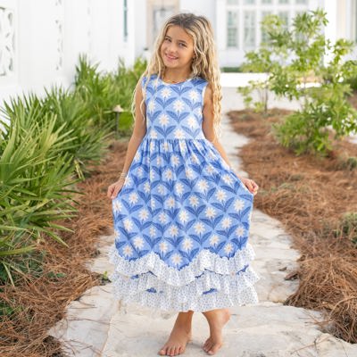 Olivia 3 Ruffle Blue Dress