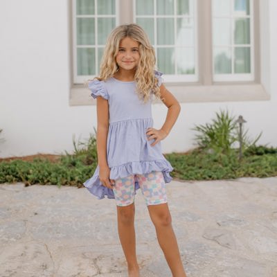 Periwinkle Check Hi-Lo Short Set
