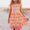  Pink Check Floral Pocket Dress