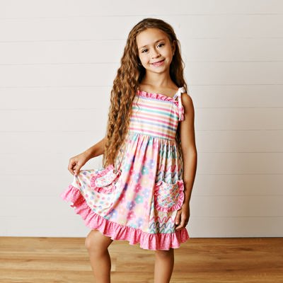 Summer Floral Panel Tie Dress