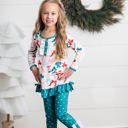  Teal Coquette Bow Dot Pant Set