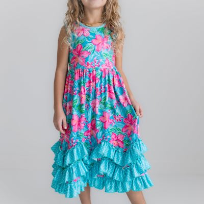 Tropical 3 Ruffle Dress
