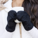 Black Plush Fur Lined Mittens