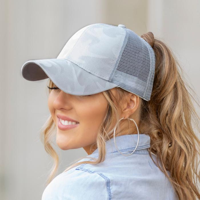 Camo Messy Bun Cap
