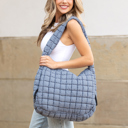 Slate Blue Taylor Quilted Puffer Tote