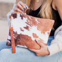 Brown Cow Western Fur Clutch