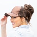 Bronze C.C� Glitter Messy Bun  Cap Hat