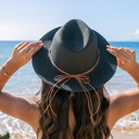 Black Boho Accent Panama Hat