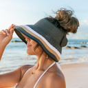 Black Color Block Roll Up Visors