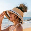 Khaki Color Block Roll Up Visors
