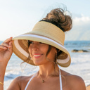 Straw Color Block Roll Up Visors