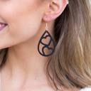 Black Wooden Heart Teardrop Earrings
