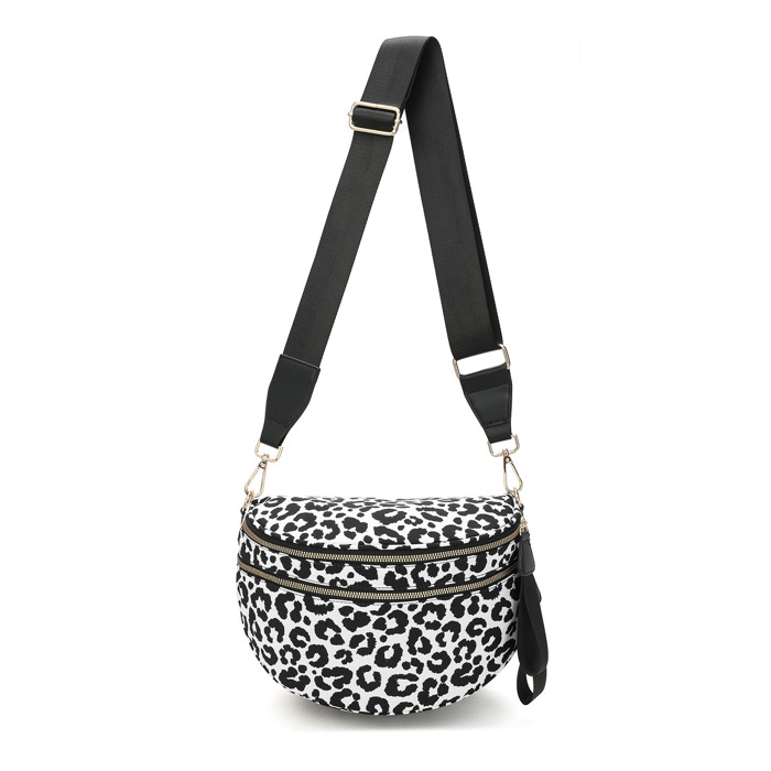 Dylan Oversize Leopard Double Zip Crescent Crossbody Sling