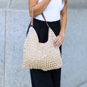 Straw Dahlia Woven Straw Shoulder Bag