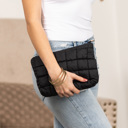 Black Lainey Quilted Puffer Clutch