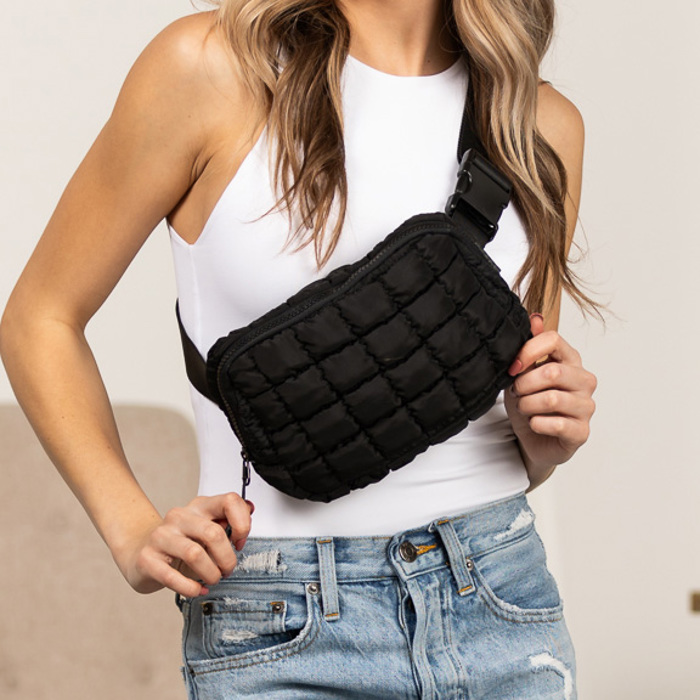 Evyn Quilted Puffer Crossbody Sling Belt Bum Bag