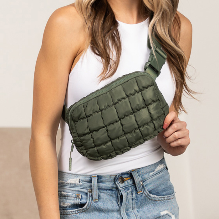 Evyn Quilted Puffer Crossbody Sling Belt Bum Bag