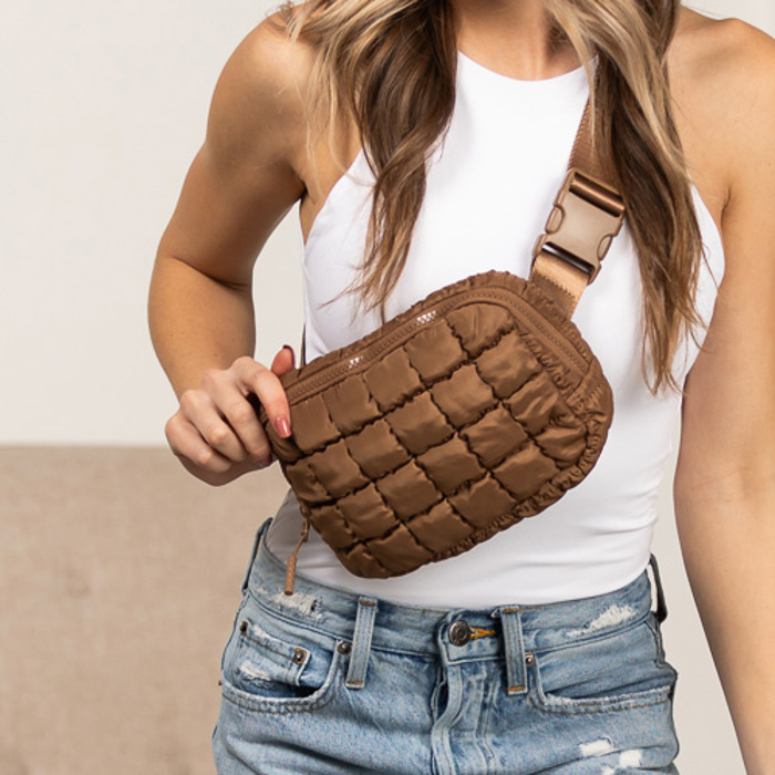 Evyn Quilted Puffer Crossbody Sling Belt Bum Bag