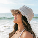 Gray Frayed Edge Canvas Bucket Hat