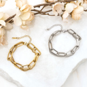 Silver 18K STAINLESS STEEL LAYERED PAPERCLIP BRACELET