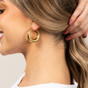 Gold 18K STAINLESS STEEL MOD HOOP EARRINGS