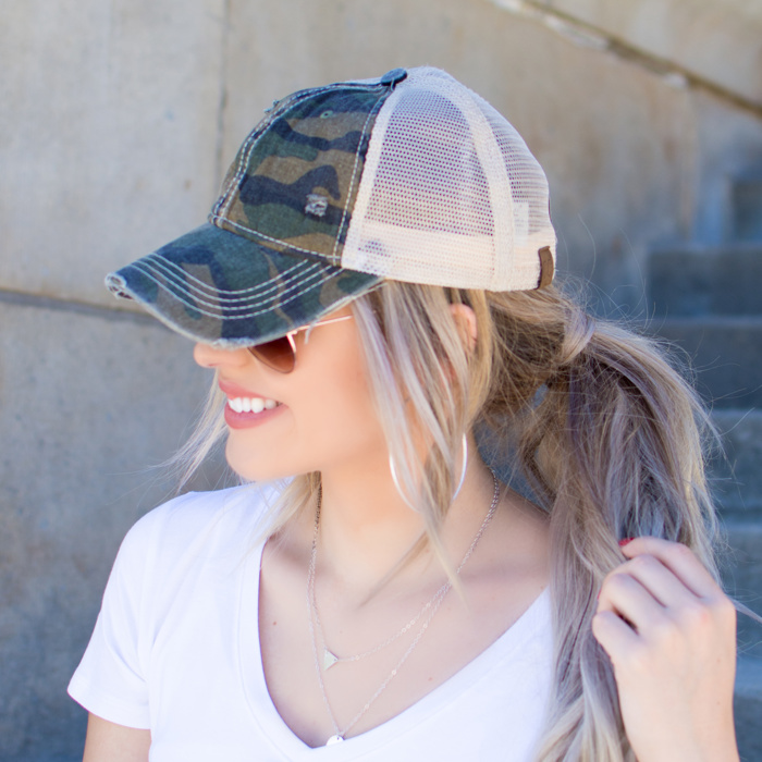 C.C� Camo Distressed Caps Hat
