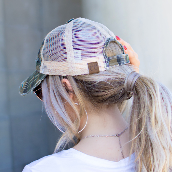C.C� Camo Distressed Caps Hat