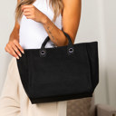 Black Edith Tweed Tote Bag