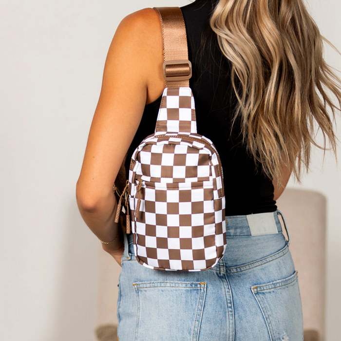 Kenzie Nylon Checkered Crossbody Sling Bag