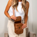 Cognac Whitney Foldover Compact Crossbody