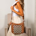 Cognac Check Ashley Mixed Media Crossbody