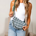 Eucalyptus Olivia Nylon Checkered Foldover Crossbody