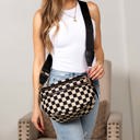  Kaylee Mixed Media Double Zip Crossbody Sling Bag
