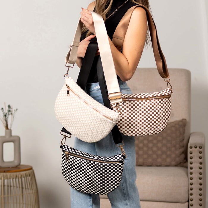 Layla Woven Checkered Crossbody Sling Bag