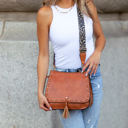 Leopard Strap Fold-over Crossbody Bag