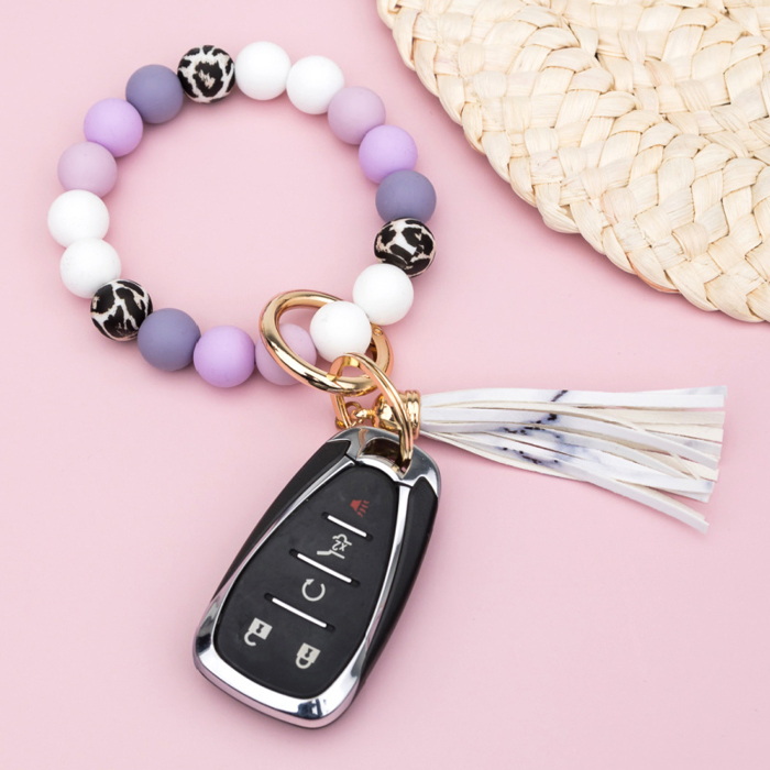 Silicone Monochromatic Key Ring Bracelet