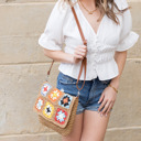  Sylvie Foldover Crochet Woven Crossbody