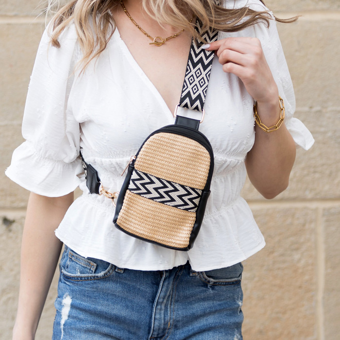 Naomi Woven Guitar Strap Crossbody Sling Bag
