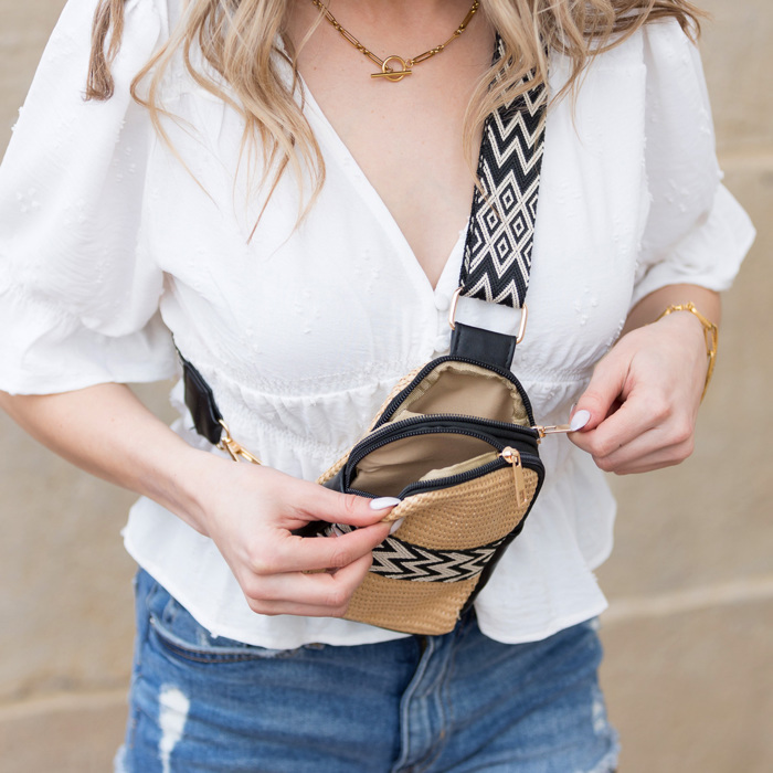 Naomi Woven Guitar Strap Crossbody Sling Bag